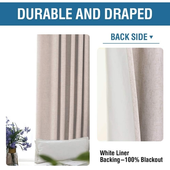 Brand new in package natural linen blackout curtains - Picture 5 of 8
